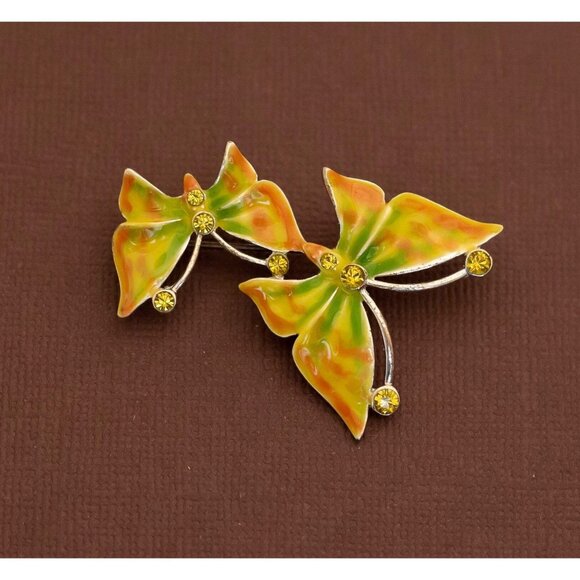 Vintage Twin Art Nouveau Butterflies Brooch - U20 - Picture 1 of 2